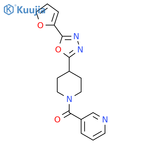 3-{4-[5-(furan-2-yl)-1,3,4-oxadiazol-2-yl]piperidine-1-carbonyl}pyridine structure