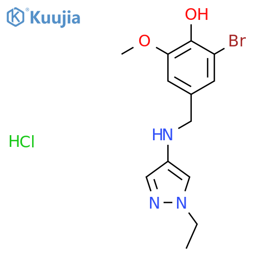 2-Bromo-4-{(1-ethyl-1H-pyrazol-4-yl)aminomethyl}-6-methoxyphenol Hydrochloride structure