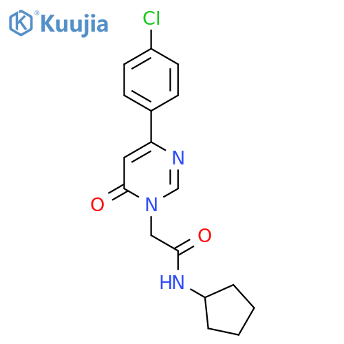2-4-(4-chlorophenyl)-6-oxo-1,6-dihydropyrimidin-1-yl-N-cyclopentylacetamide structure