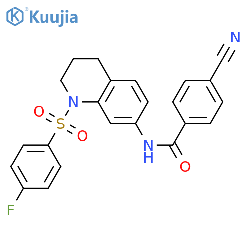 4-cyano-N-1-(4-fluorobenzenesulfonyl)-1,2,3,4-tetrahydroquinolin-7-ylbenzamide structure