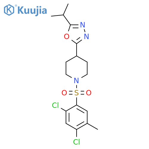 1-(2,4-dichloro-5-methylbenzenesulfonyl)-4-5-(propan-2-yl)-1,3,4-oxadiazol-2-ylpiperidine structure