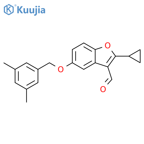 2-cyclopropyl-5-[(3,5-dimethylphenyl)methoxy]-1-benzofuran-3-carbaldehyde structure