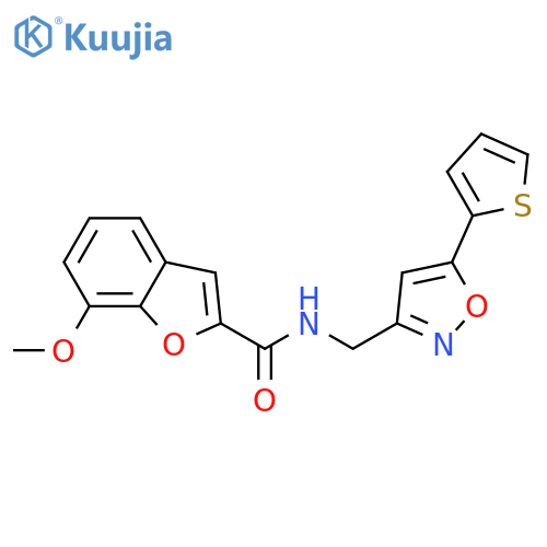 7-methoxy-N-{[5-(thiophen-2-yl)-1,2-oxazol-3-yl]methyl}-1-benzofuran-2-carboxamide structure