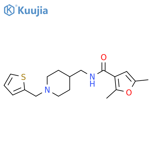 2,5-dimethyl-N-({1-(thiophen-2-yl)methylpiperidin-4-yl}methyl)furan-3-carboxamide structure