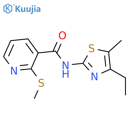N-(4-ethyl-5-methyl-1,3-thiazol-2-yl)-2-(methylsulfanyl)pyridine-3-carboxamide structure