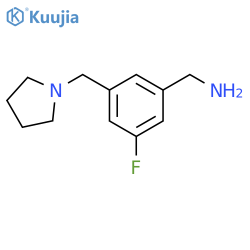 Benzenemethanamine, 3-fluoro-5-(1-pyrrolidinylmethyl)- structure