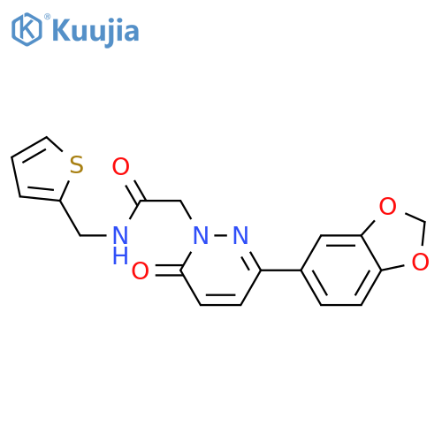 2-[3-(2H-1,3-benzodioxol-5-yl)-6-oxo-1,6-dihydropyridazin-1-yl]-N-[(thiophen-2-yl)methyl]acetamide structure