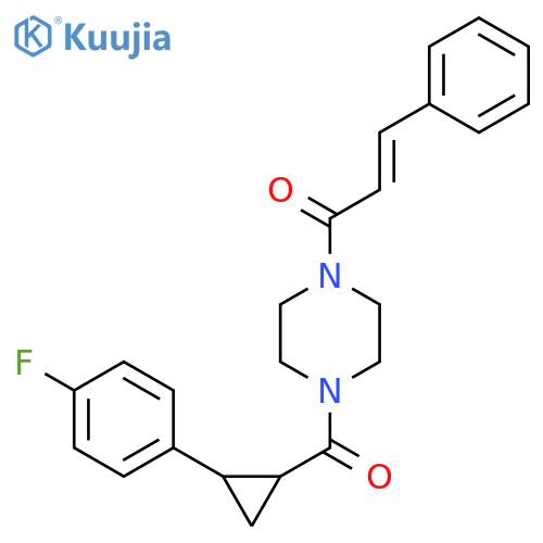 (2E)-1-{4-2-(4-fluorophenyl)cyclopropanecarbonylpiperazin-1-yl}-3-phenylprop-2-en-1-one structure