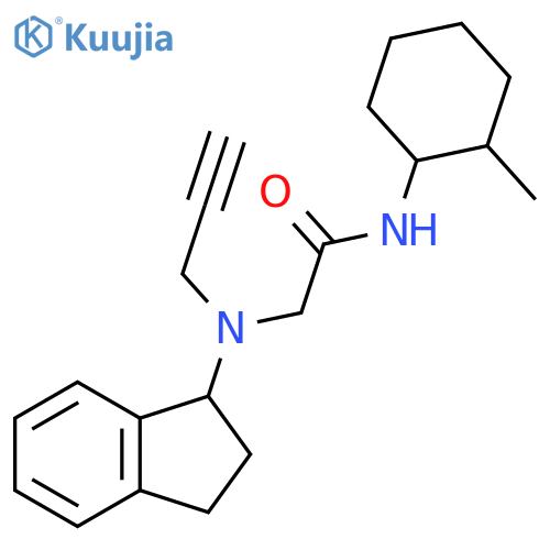 2-[(2,3-dihydro-1H-inden-1-yl)(prop-2-yn-1-yl)amino]-N-(2-methylcyclohexyl)acetamide structure