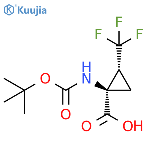 rac-(1R,2R)-1-{[(tert-butoxy)carbonyl]amino}-2-(trifluoromethyl)cyclopropane-1-carboxylic acid structure