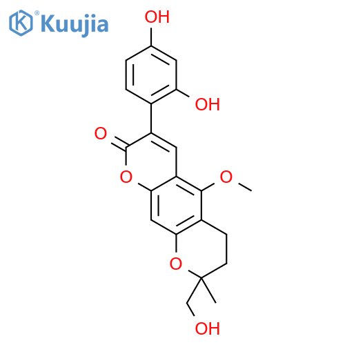 2H,6H-Benzo[1,2-b:5,4-b']dipyran-2-one,3-(2,4-dihydroxyphenyl)-7,8-dihydro-8-(hydroxymethyl)-5-methoxy-8-methyl- structure