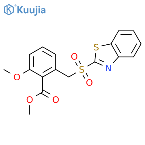 Methyl 2-((benzo[d]thiazol-2-ylsulfonyl)methyl)-6-methoxybenzoate structure