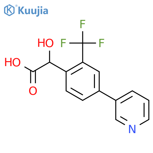 2-Hydroxy-2-(4-(pyridin-3-yl)-2-(trifluoromethyl)phenyl)acetic acid structure