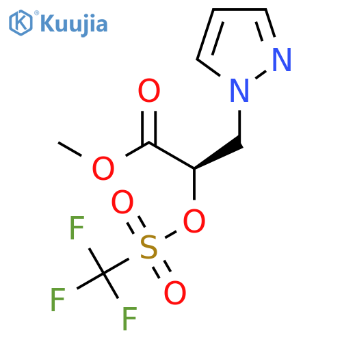 (R)-Methyl 3-(1H-pyrazol-1-yl)-2-(((trifluoromethyl)sulfonyl)oxy)propanoate structure