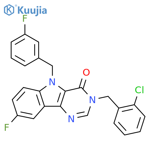3-[(2-chlorophenyl)methyl]-8-fluoro-5-[(3-fluorophenyl)methyl]-3H,4H,5H-pyrimido[5,4-b]indol-4-one structure