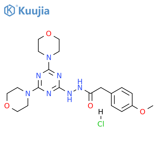 N'-[4,6-bis(morpholin-4-yl)-1,3,5-triazin-2-yl]-2-(4-methoxyphenyl)acetohydrazide hydrochloride structure