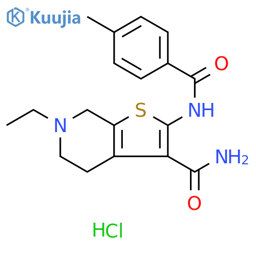 6-ethyl-2-(4-methylbenzamido)-4H,5H,6H,7H-thieno2,3-cpyridine-3-carboxamide hydrochloride structure