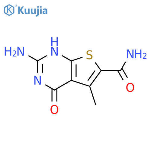 2-amino-5-methyl-4-oxo-3H,4H-thieno2,3-dpyrimidine-6-carboxamide structure