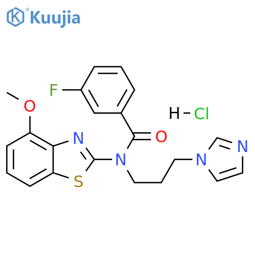3-fluoro-N-[3-(1H-imidazol-1-yl)propyl]-N-(4-methoxy-1,3-benzothiazol-2-yl)benzamide hydrochloride structure