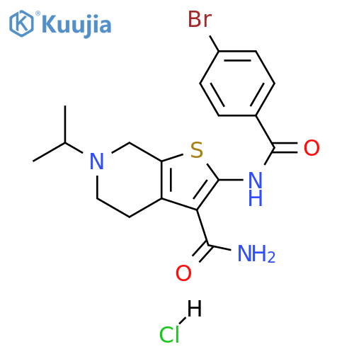 2-(4-bromobenzamido)-6-(propan-2-yl)-4H,5H,6H,7H-thieno2,3-cpyridine-3-carboxamide hydrochloride structure