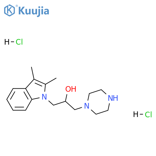1-(2,3-dimethyl-1H-indol-1-yl)-3-(piperazin-1-yl)propan-2-ol dihydrochloride structure