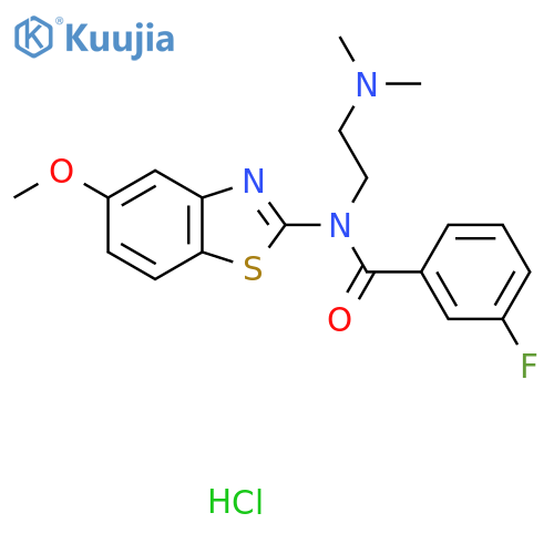 N-[2-(dimethylamino)ethyl]-3-fluoro-N-(5-methoxy-1,3-benzothiazol-2-yl)benzamide hydrochloride structure