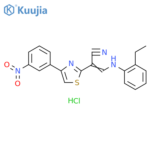 (2E)-3-(2-ethylphenyl)amino-2-4-(3-nitrophenyl)-1,3-thiazol-2-ylprop-2-enenitrile hydrochloride structure
