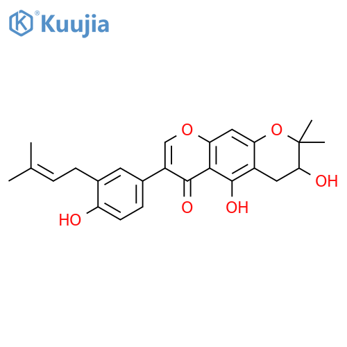 2H,6H-Benzo[1,2-b:5,4-b']dipyran-6-one,3,4-dihydro-3,5-dihydroxy-7-[4-hydroxy-3-(3-methyl-2-butenyl)phenyl]-2,2-dimethyl-(9CI) structure