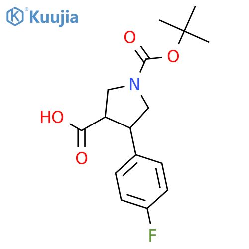 (3R,4S)-1-tert-butoxycarbonyl-4-(4-fluorophenyl)pyrrolidine-3-carboxylic acid structure