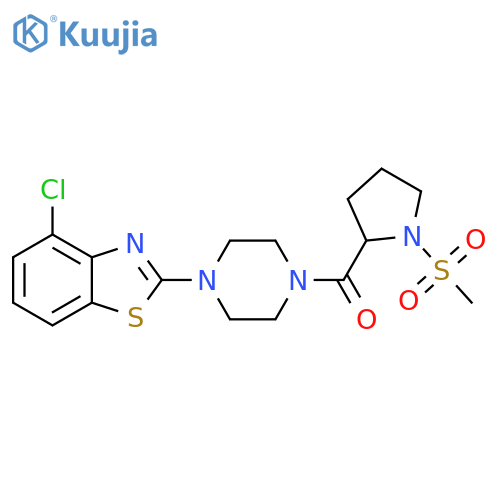 4-chloro-2-4-(1-methanesulfonylpyrrolidine-2-carbonyl)piperazin-1-yl-1,3-benzothiazole structure