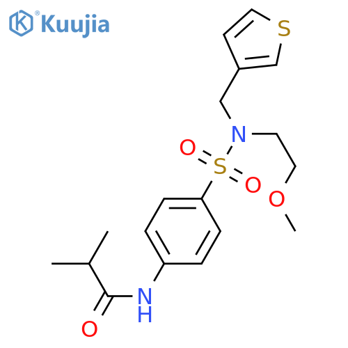 N-{4-(2-methoxyethyl)(thiophen-3-yl)methylsulfamoylphenyl}-2-methylpropanamide structure