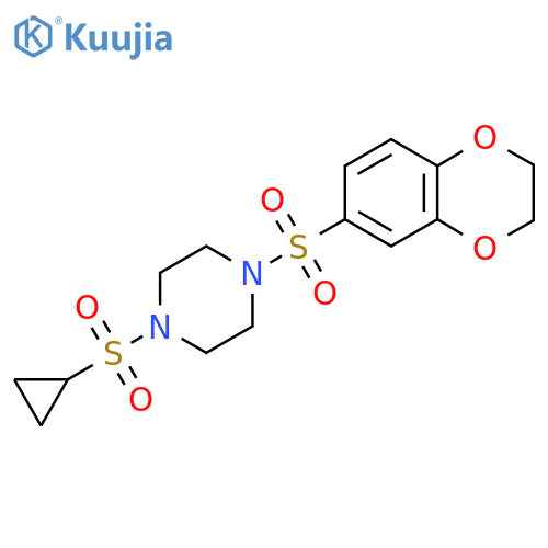 1-(cyclopropanesulfonyl)-4-(2,3-dihydro-1,4-benzodioxine-6-sulfonyl)piperazine structure