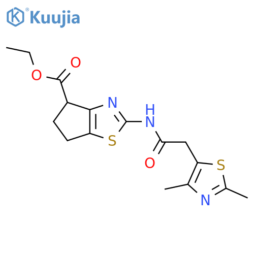 ethyl 2-2-(2,4-dimethyl-1,3-thiazol-5-yl)acetamido-4H,5H,6H-cyclopentad1,3thiazole-4-carboxylate structure