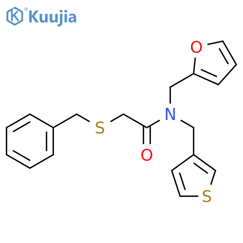 2-(benzylsulfanyl)-N-(furan-2-yl)methyl-N-(thiophen-3-yl)methylacetamide structure