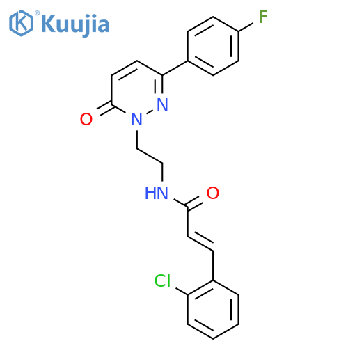 (2E)-3-(2-chlorophenyl)-N-{2-3-(4-fluorophenyl)-6-oxo-1,6-dihydropyridazin-1-ylethyl}prop-2-enamide structure