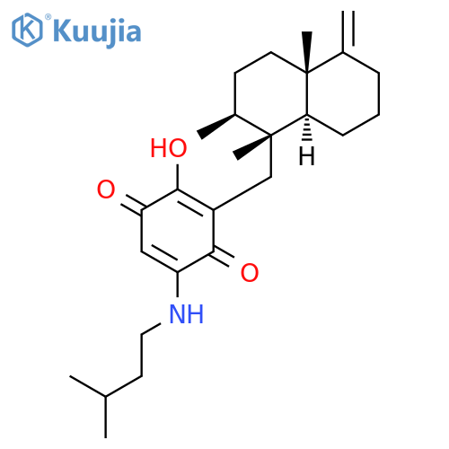 2,5-Cyclohexadiene-1,4-dione,3-[[(1R,2S,4aS,8aS)-decahydro-1,2,4a-trimethyl-5-methylene-1-naphthalenyl]methyl]-2-hydroxy-5-[(3-methylbutyl)amino]- structure