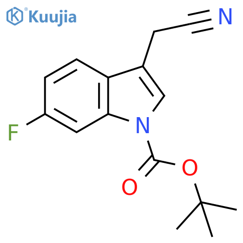 tert-butyl 3-(cyanomethyl)-6-fluoro-1H-indole-1-carboxylate structure