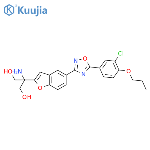 2-Amino-2-(5-(5-(3-chloro-4-propoxyphenyl)-1,2,4-oxadiazol-3-yl)benzofuran-2-yl)propane-1,3-diol structure