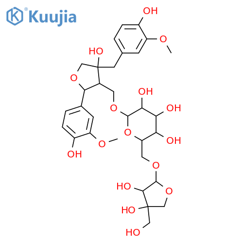 b-D-Glucopyranoside,[(2S,3R,4S)-tetrahydro-4-hydroxy-2-(4-hydroxy-3-methoxyphenyl)-4-[(4-hydroxy-3-methoxyphenyl)methyl]-3-furanyl]methyl6-O-D-apio-b-D-furanosyl- (9CI) structure