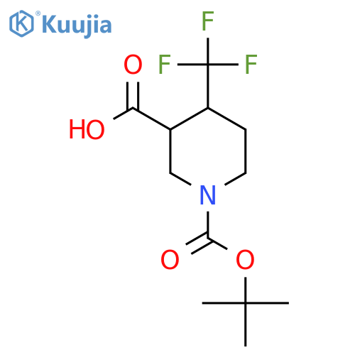 1-(tert-butoxy)carbonyl-4-(trifluoromethyl)piperidine-3-carboxylic acid structure