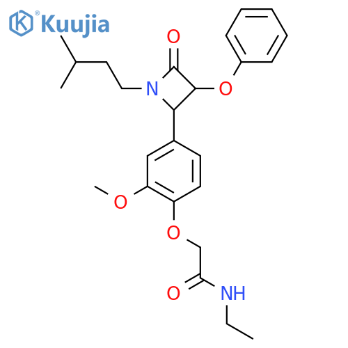 N-ethyl-2-{2-methoxy-4-[1-(3-methylbutyl)-4-oxo-3-phenoxyazetidin-2-yl]phenoxy}acetamide structure