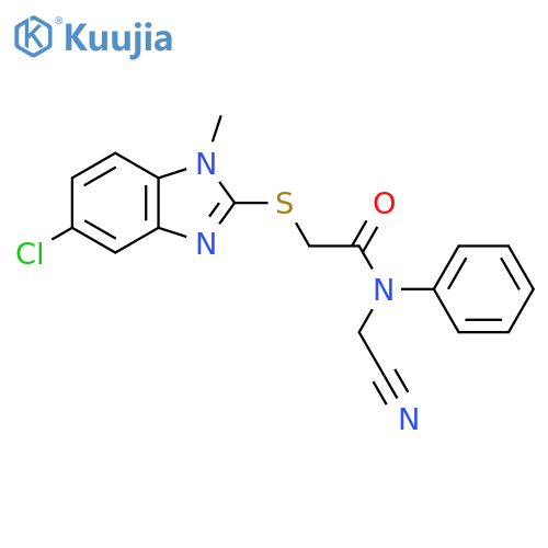 2-(5-chloro-1-methylbenzimidazol-2-yl)sulfanyl-N-(cyanomethyl)-N-phenylacetamide structure
