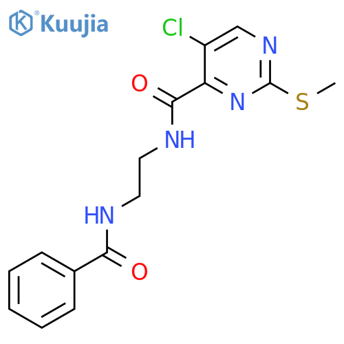 N-(2-{[5-chloro-2-(methylsulfanyl)pyrimidin-4-yl]formamido}ethyl)benzamide structure