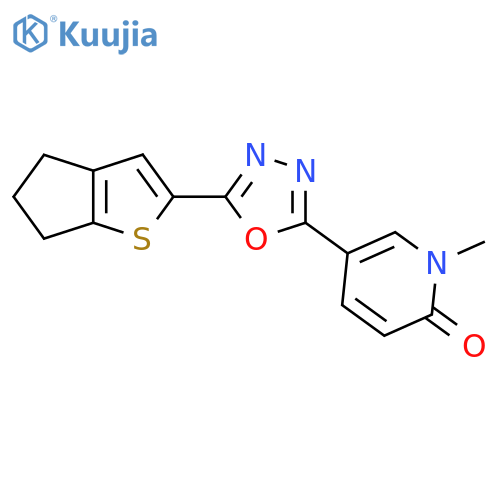 5-(5-{4H,5H,6H-cyclopenta[b]thiophen-2-yl}-1,3,4-oxadiazol-2-yl)-1-methyl-1,2-dihydropyridin-2-one structure