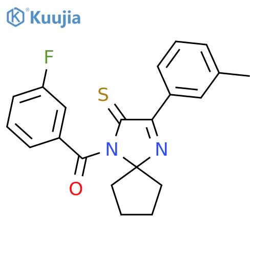 1-(3-fluorobenzoyl)-3-(3-methylphenyl)-1,4-diazaspiro[4.4]non-3-ene-2-thione structure