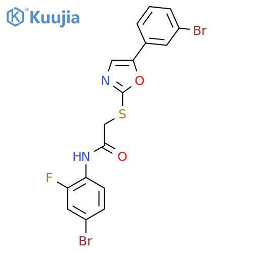 N-(4-bromo-2-fluorophenyl)-2-{[5-(3-bromophenyl)-1,3-oxazol-2-yl]sulfanyl}acetamide structure