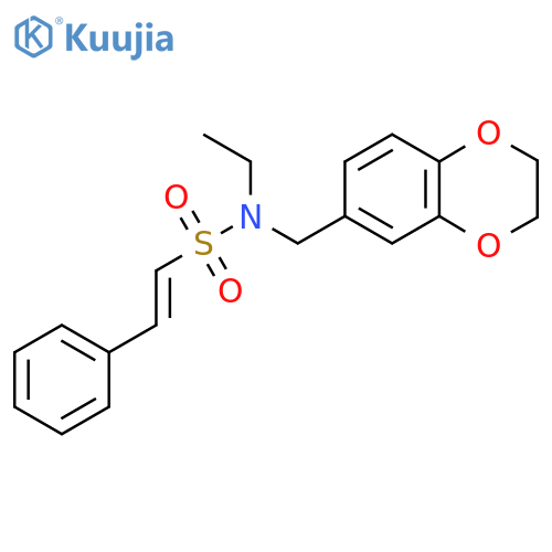 N-[(2,3-dihydro-1,4-benzodioxin-6-yl)methyl]-N-ethyl-2-phenylethene-1-sulfonamide structure
