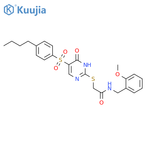 2-{[5-(4-butylbenzenesulfonyl)-6-oxo-1,6-dihydropyrimidin-2-yl]sulfanyl}-N-[(2-methoxyphenyl)methyl]acetamide structure