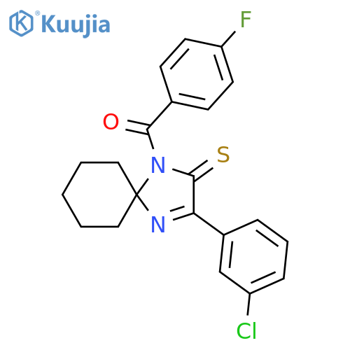 3-(3-Chlorophenyl)-1-(4-fluorobenzoyl)-1,4-diazaspiro[4.5]dec-3-ene-2-thione structure