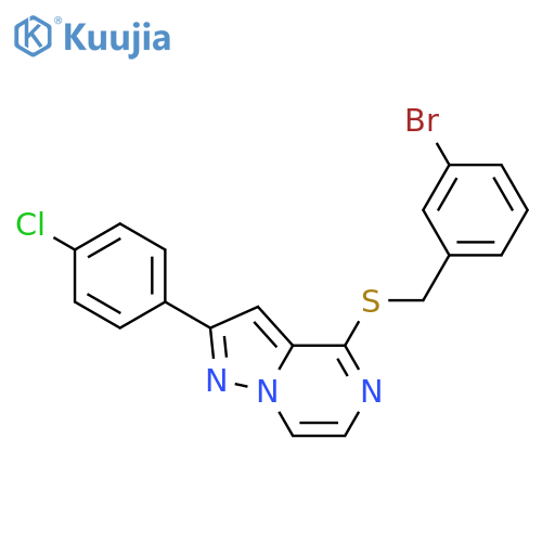 4-{[(3-bromophenyl)methyl]sulfanyl}-2-(4-chlorophenyl)pyrazolo[1,5-a]pyrazine structure